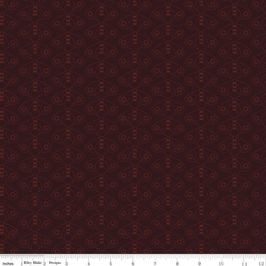SALE For the Love of Nature Moths C11373 Burgundy - Riley Blake Designs - Line Drawings - Quilting Cotton Fabric