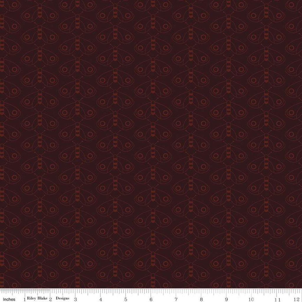 For the Love of Nature Moths C11373 Burgundy - Riley Blake Designs - Line Drawings - Quilting Cotton Fabric