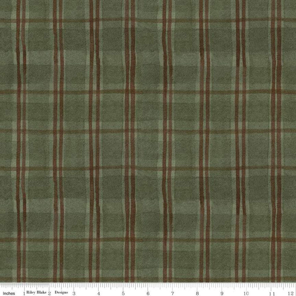 Fat Quarter End of Bolt Piece - SALE For the Love of Nature Plaid C11376 Green - Riley Blake Designs - Quilting Cotton Fabric