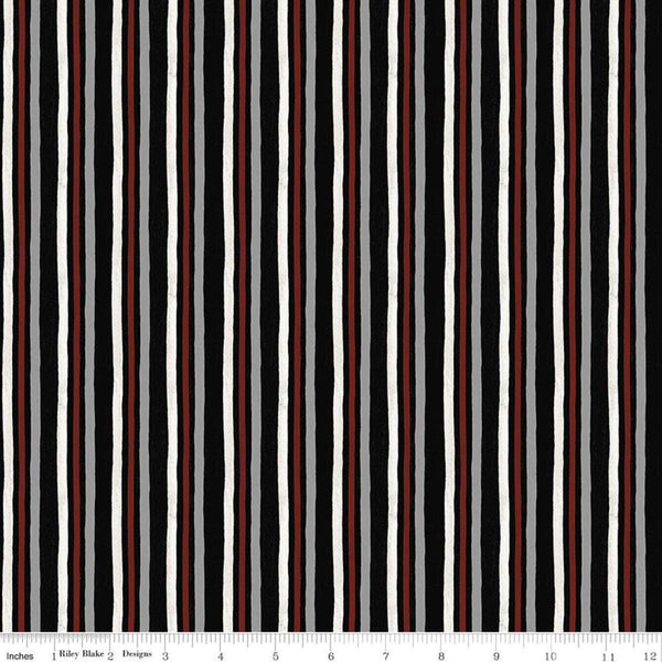 SALE I'd Rather Be Playing Chess Stripe C11262 Black - Riley Blake Designs - Stripes Striped with Off White - Quilting Cotton Fabric