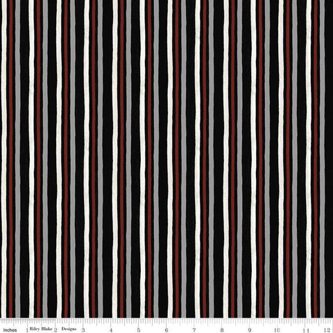 SALE I'd Rather Be Playing Chess Stripe C11262 Black - Riley Blake Designs - Stripes Striped with Off White - Quilting Cotton Fabric