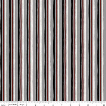 SALE I'd Rather Be Playing Chess Stripe C11262 Gray - Riley Blake Designs - Stripes Striped with Off White - Quilting Cotton Fabric