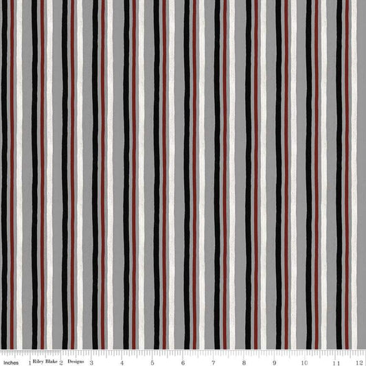 SALE I'd Rather Be Playing Chess Stripe C11262 Gray - Riley Blake Designs - Stripes Striped with Off White - Quilting Cotton Fabric