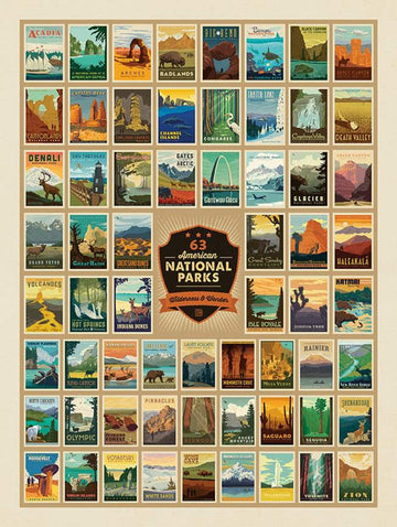 SALE National Parks Wilderness Wonders LARGE Panel - Riley Blake Designs - Recreation 63 National Parks Posters - Quilting Cotton Fabric