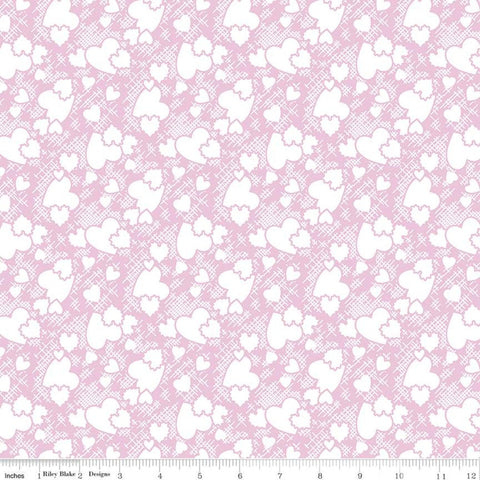 SALE Sugar and Spice Heartthrob C11412 Pink - Riley Blake Designs - Valentine's White Hearts Lines on Pink - Quilting Cotton Fabric