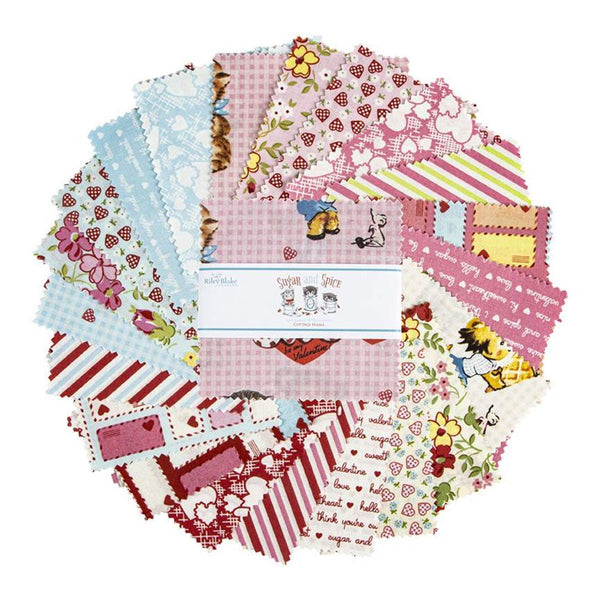 Sugar and Spice Charm Pack 5" Stacker Bundle - Riley Blake Designs - 42 Piece Precut Pre cut - Valentine's Day - Quilting Cotton Fabric