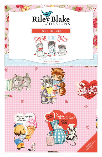 SALE Sugar and Spice Charm Pack 5" Stacker Bundle - Riley Blake Designs - 42 Piece Precut Pre cut - Valentine's Day - Quilting Cotton Fabric