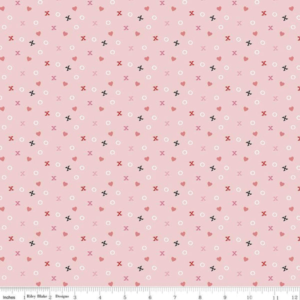 SALE Falling in Love Xs and Os C11283 Blush - Riley Blake Designs - Valentine's Day Valentines Hearts Pink - Quilting Cotton Fabric