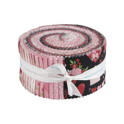 SALE Falling in Love 2.5 Inch Rolie Polie Jelly Roll 40 pieces - Riley Blake - Precut Pre cut Bundle - Valentine's - Quilting Cotton Fabric