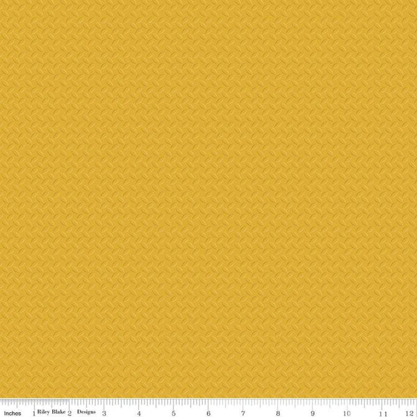 CAT Junior Crew Steel Plate C11473 Yellow - Riley Blake Designs - Juvenile Construction Tone-on-Tone Geometric - Quilting Cotton Fabric