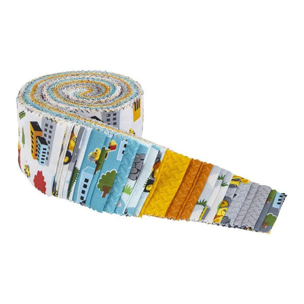 SALE CAT Junior Crew 2.5 Inch Rolie Polie Jelly Roll 40 pieces - Riley Blake - Precut Pre cut Bundle - Construction - Quilting Cotton Fabric