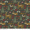 SALE For the Love of Nature Animals C11371 Green - Riley Blake Designs - Folk Art Deer Fox Moths Rabbits Birds - Quilting Cotton Fabric