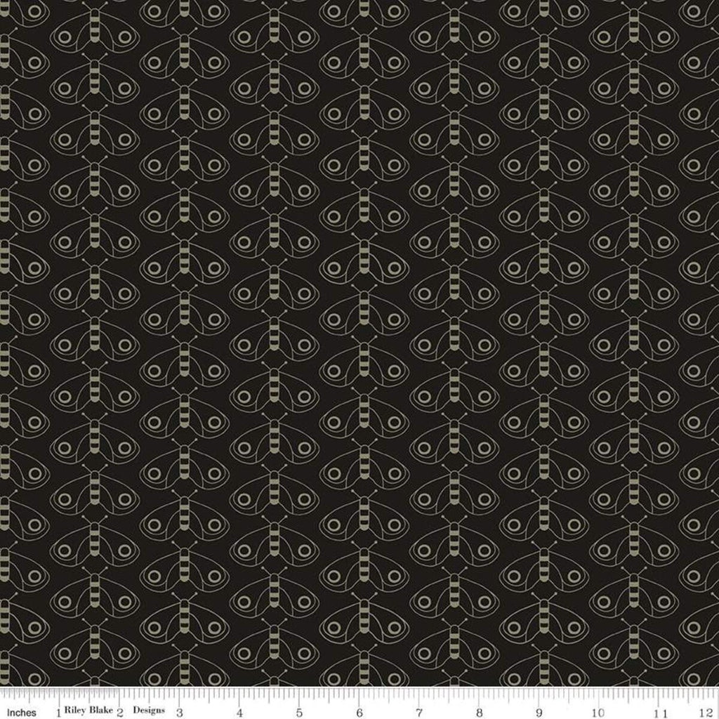 SALE For the Love of Nature Moths C11373 Black - Riley Blake Designs - Line Drawings - Quilting Cotton Fabric