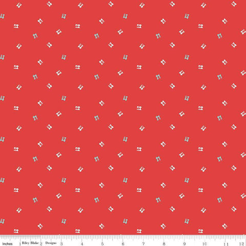 CLEARANCE Quilt Fair Sewing Machines C11354 Red - Riley Blake Designs - Vintage Machines - Quilting Cotton Fabric