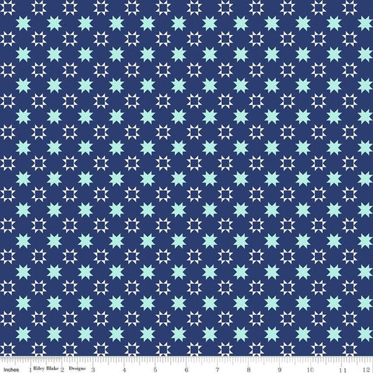 SALE Quilt Fair Quilty Stars C11356 Navy - Riley Blake Designs - Geometric Blue - Quilting Cotton Fabric