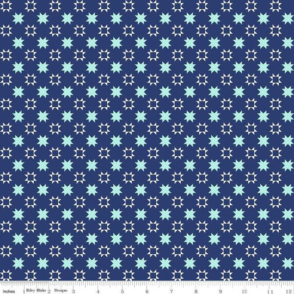 SALE Quilt Fair Quilty Stars C11356 Navy - Riley Blake Designs - Geometric Blue - Quilting Cotton Fabric