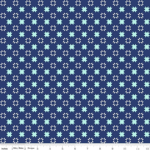 SALE Quilt Fair Quilty Stars C11356 Navy - Riley Blake Designs - Geometric Blue - Quilting Cotton Fabric