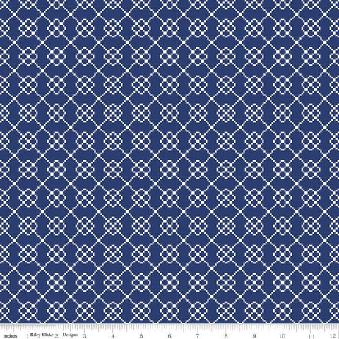 SALE Quilt Fair Quilty Chain C11358 Navy - Riley Blake Designs - Geometric Blue - Quilting Cotton Fabric