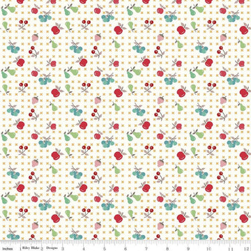 Cook Book Fruit C11760 Daisy - Riley Blake Designs - Lori Holt - Cherries Strawberries Pears on Off White - Quilting Cotton Fabric