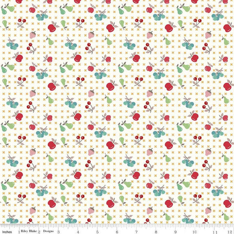 Cook Book Fruit C11760 Daisy - Riley Blake Designs - Lori Holt - Cherries Strawberries Pears on Off White - Quilting Cotton Fabric