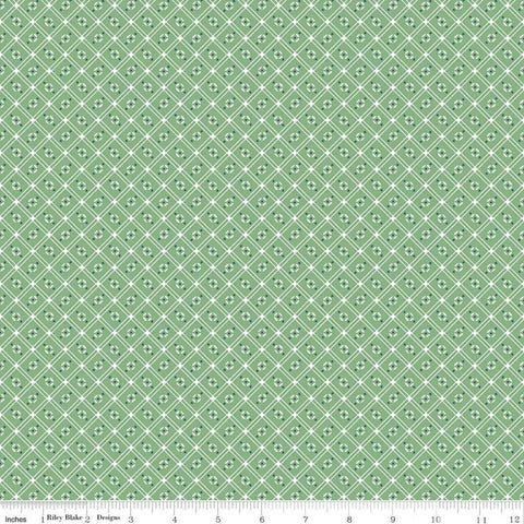 Cook Book Linoleum C11765 Alpine - Riley Blake Designs - Lori Holt - Geometric Lattice Green - Quilting Cotton Fabric