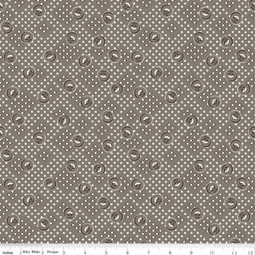 Cook Book Vintage C11766 Pebble - Riley Blake Designs - Lori Holt - Floral Flowers Dots Brown - Quilting Cotton Fabric