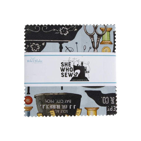 Best of She Who Sews Charm Pack 5" Stacker Bundle - Riley Blake Designs - 42 piece Precut Pre cut - Sewing - Quilting Cotton Fabric
