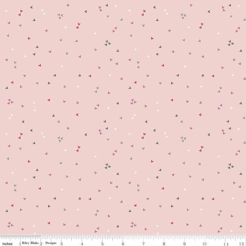 Mulberry Lane Hearts C11566 Blush - Riley Blake Designs - Tiny Scattered Hearts - Quilting Cotton Fabric
