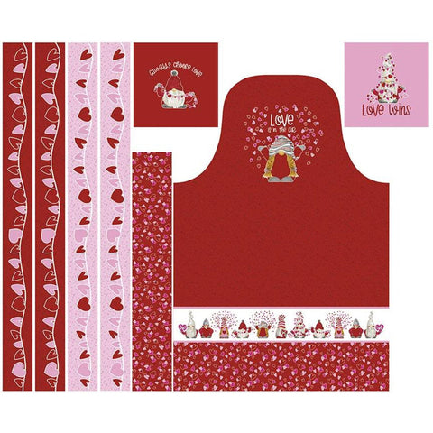 SALE Gnomes in Love Apron and Hot Pad Panel P11314 by Riley Blake Designs - Valentines Valentine's  - Quilting Cotton Fabric