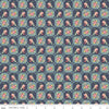 CLEARANCE Reflections Vintage Linen C11512 Navy - Riley Blake - Floral Flowers Patchwork Tiles Blue - Quilting Cotton Fabric