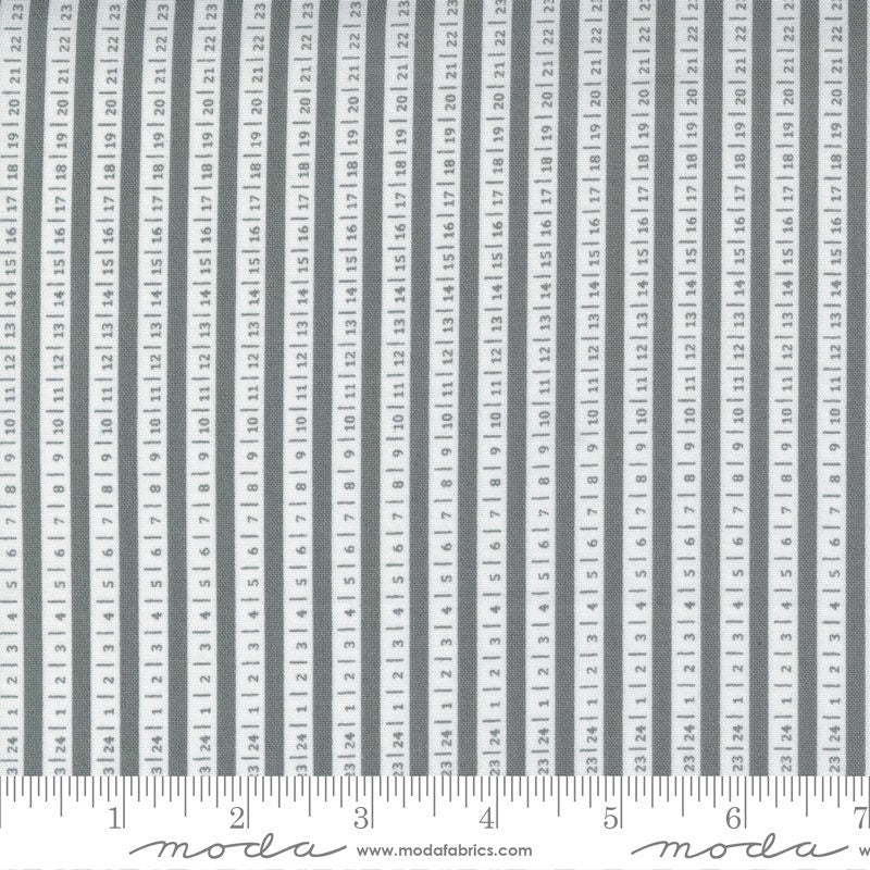 SALE Beautiful Day Ticker Tape 29135 Slate - Moda Fabrics - Stripes Striped Stripe Numbers Gray Grey - Quilting Cotton Fabric