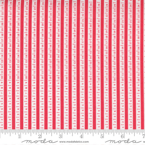 CLEARANCE Beautiful Day Ticker Tape 29135 Scarlet - Moda Fabrics - Stripes Striped Stripe Numbers Red - Quilting Cotton Fabric