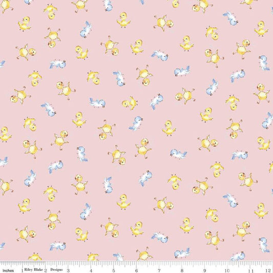 CLEARANCE Easter Parade Chicks C11573 Pink - Riley Blake Designs - Baby Chicks Chickens - Quilting Cotton Fabric