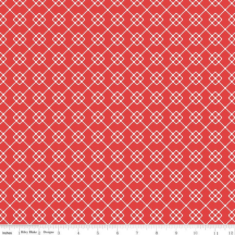 SALE Quilt Fair Quilty Chain C11358 Red - Riley Blake Designs - Geometric Blue - Quilting Cotton Fabric