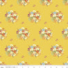 Fat Quarter End of Bolt - CLEARANCE Misty Morning Bouquets - Riley Blake - Floral Flowers on Pin Dot Yellow - Quilting Cotton