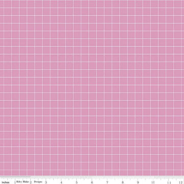 27" End of Bolt - SALE Misty Morning Grid C11584 Pink - Riley Blake Designs - 1/2" Geometric Grid - Quilting Cotton Fabric