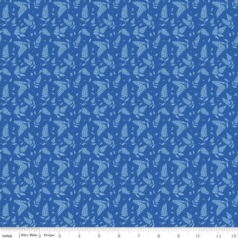 Bluebonnet Breeze Tonal C11644 Cobalt - Riley Blake Designs - Floral Flowers Bluebonnets Tone-on-Tone - Quilting Cotton Fabric