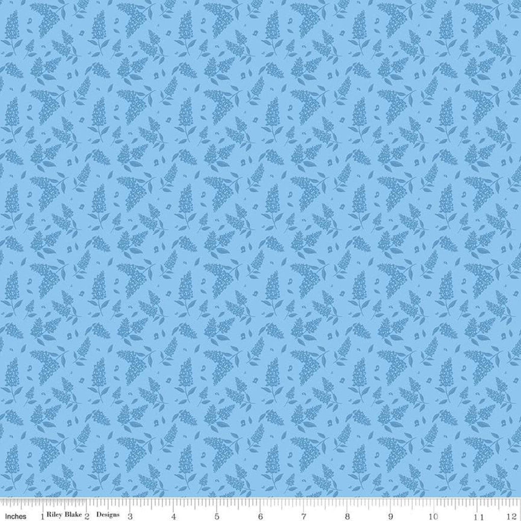 CLEARANCE Bluebonnet Breeze Tonal C11644 Sky - Riley Blake - Floral Flowers Bluebonnets Tone-on-Tone - Quilting Cotton Fabric