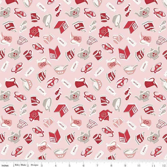 DEAL Cook Book Breakfast C11753 Frosting - Riley Blake Designs - Lori Holt - Vintage Kitchen Pink - Quilting Cotton Fabric