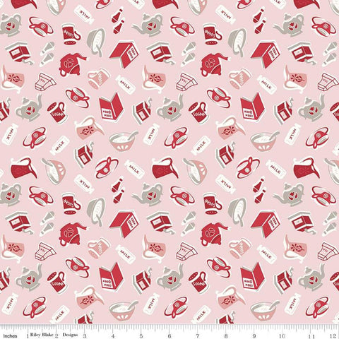 SALE Cook Book Breakfast C11753 Frosting - Riley Blake Designs - Lori Holt - Vintage Kitchen Pink - Quilting Cotton Fabric