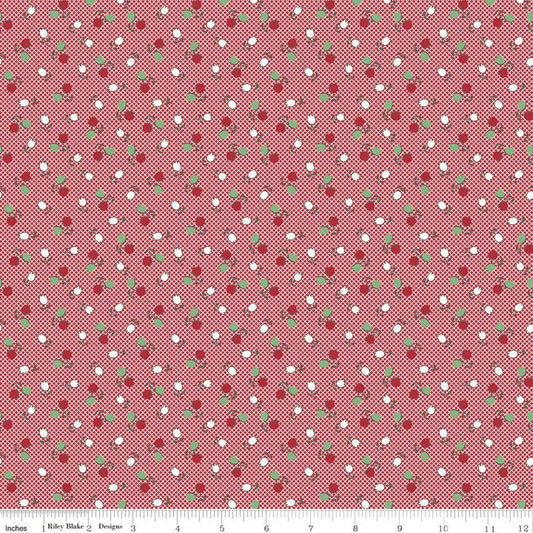 Cook Book Tulips Cayenne Red Floral Fabric - C11769 - Lori Holt Riley Blake Quilting Cotton Fabric
