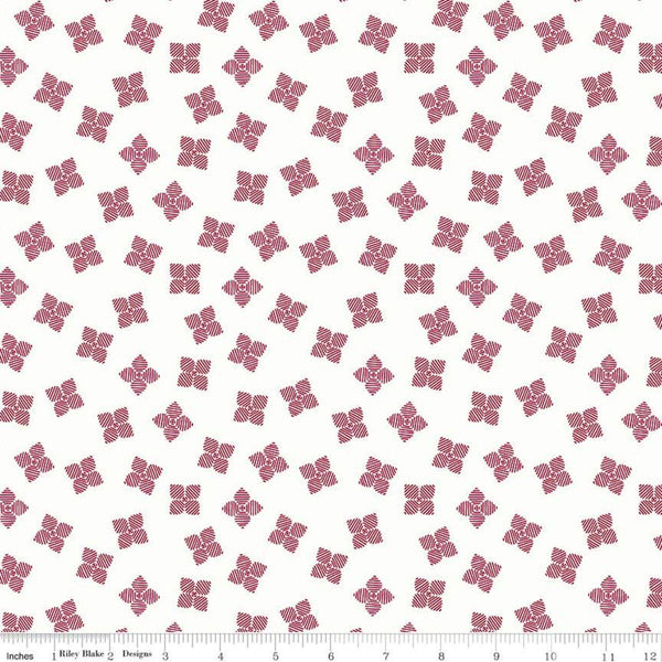 Fat Quarter End of Bolt Piece - CLEARANCE Red Hot Petals C11678 Off White - Riley Blake Designs - Floral Flowers - Quilting Cotton Fabric