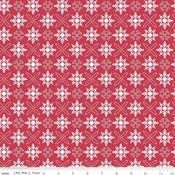 CLEARANCE Red Hot Tile C11684 Red - Riley Blake Designs - Geometric Medallions - Quilting Cotton Fabric