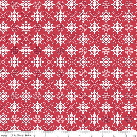 CLEARANCE Red Hot Tile C11684 Red - Riley Blake Designs - Geometric Medallions - Quilting Cotton Fabric