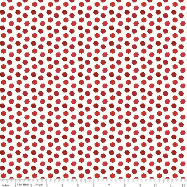 CLEARANCE Red Hot Boxes C11688 Cream - Riley Blake Designs - Geometric Cubes - Quilting Cotton Fabric