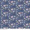 30" End of Bolt Piece - SALE Saturday in Paris C11363 Denim Riley Blake Bicycle Flower Hat Dog Suitcase Passport Blue Quilting Cotton Fabric