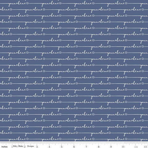 CLEARANCE Saturday in Paris Smile C11365 Denim - Riley Blake Designs - Words Text Phrase Blue - Quilting Cotton Fabric