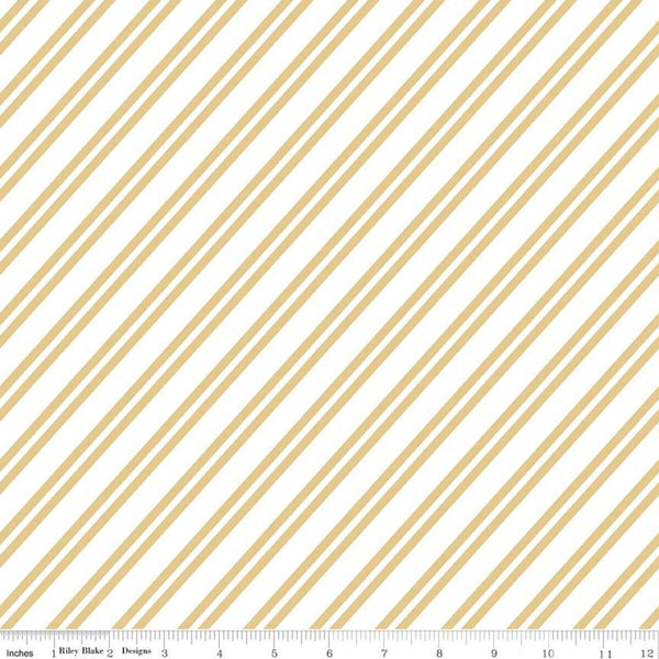 CLEARANCE Saturday in Paris Stripe C11367 Yellow - Riley Blake Designs - Diagonal Stripes Striped - Quilting Cotton Fabric