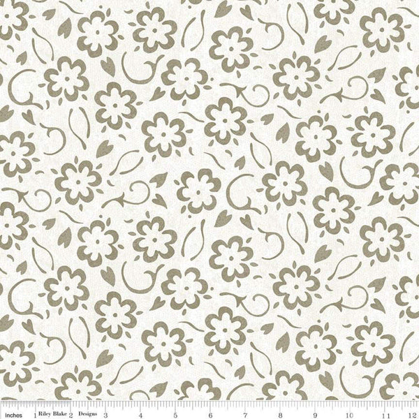 CLEARANCE Best of She Who Sews Flower Stencils C11341 Gray - Riley Blake Designs - Sewing Floral - Quilting Cotton Fabric