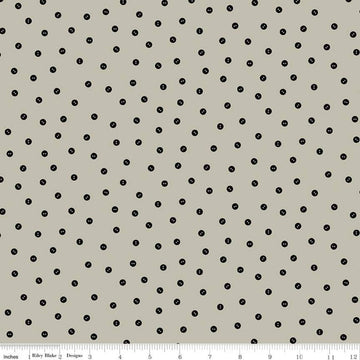 CLEARANCE Best of She Who Sews Baby Button Toss C11342 Gray - Riley Blake Designs - Sewing Buttons Dotted - Quilting Cotton Fabric